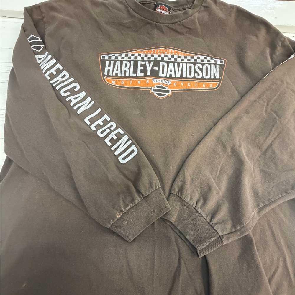 Harley-Davidson Brown and Orange Logo Shirt